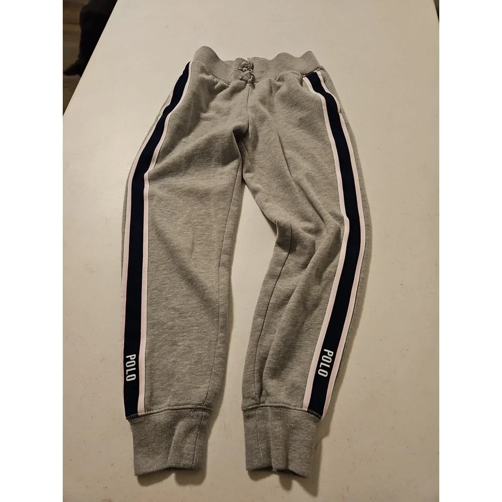 Polo Ralph Lauren Girl's Gray Jogger‎ Pants Sweats Size M (8-10) Pockets (A1153)